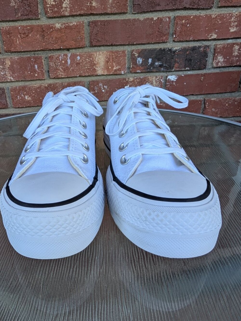 Women's Converse All Star Platform Sneakers White Shoes Size 7.5 - Picture 4 of 10